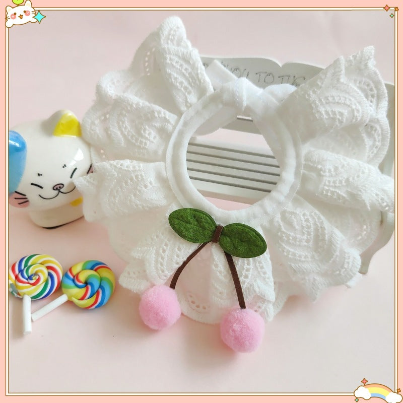 Pet Cat Dog Lace Trim Bib/Tie