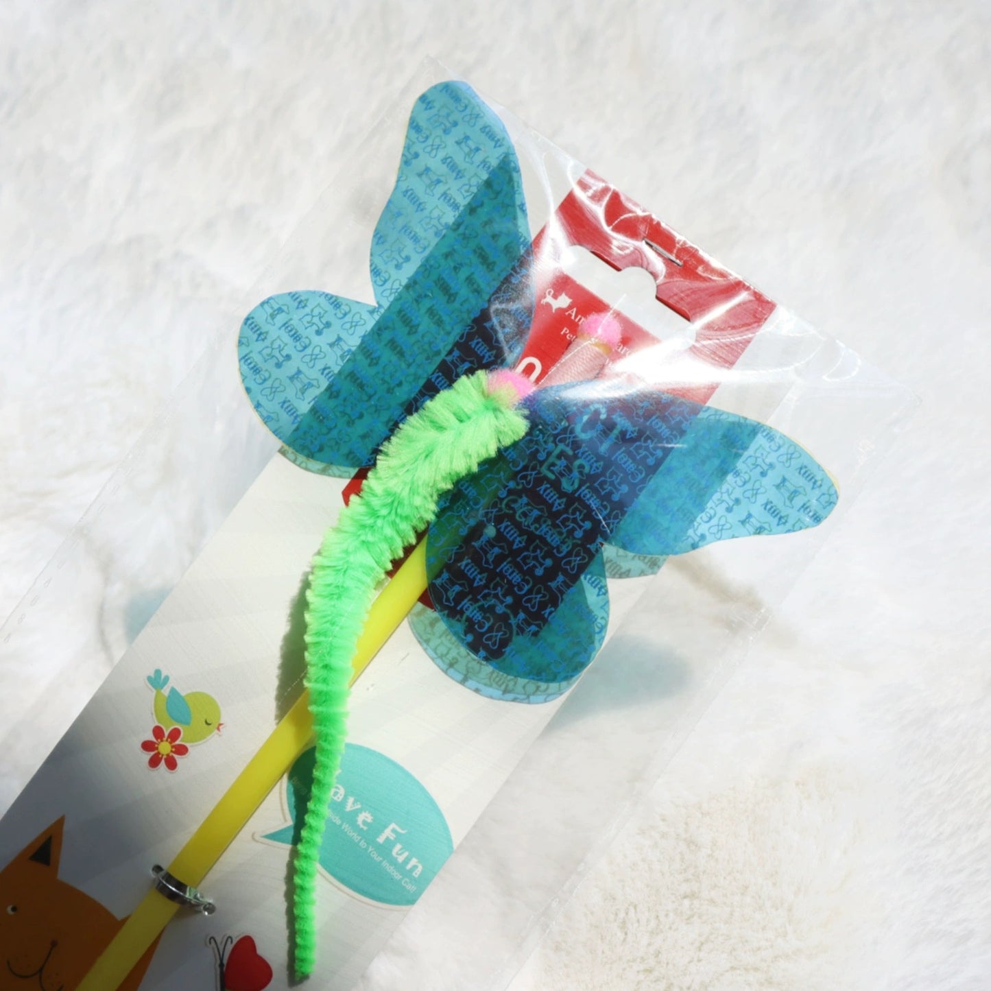 Insect Feather Rattle Glitter Teaser Wand