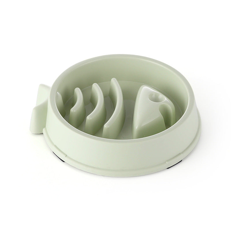 Pet Cat Dog Bowl Slow Feeder Fish Bone Shape Anti-Skid Non-Slip