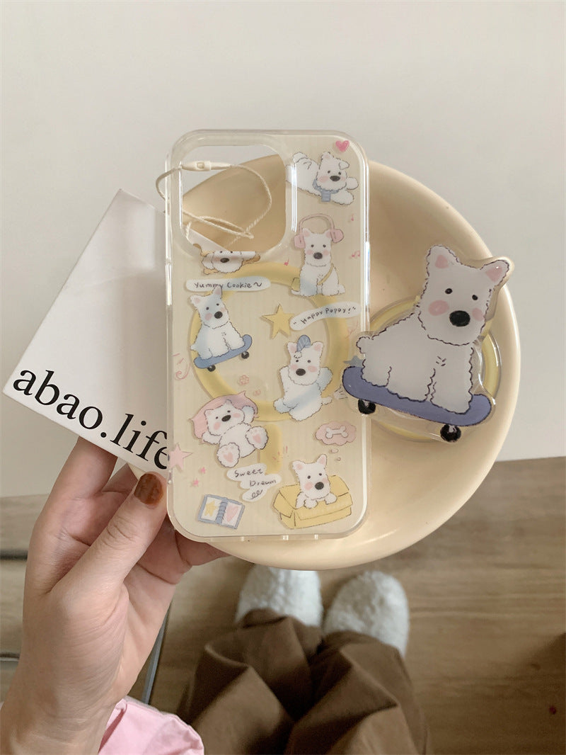 Skateboarding Puppy Phone Case (with holder)