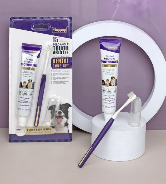 Pet Cat Dog Toothbrush and Toothpaste Kit Set Dental Care Set (3 in 1)