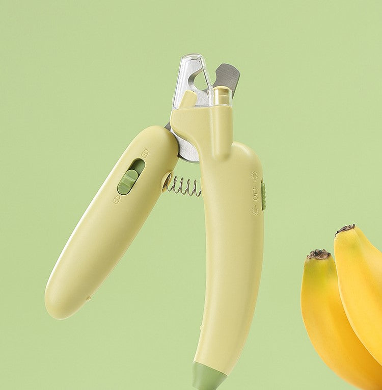 Pet Cat Dog LED Light Banana Nail Clippers and Trimmers - Safety Guard to Avoid Over-Cutting