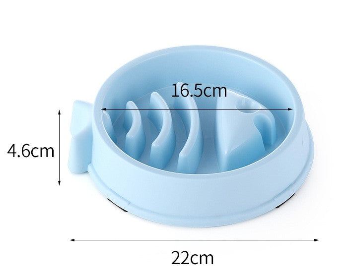 Pet Cat Dog Bowl Slow Feeder Fish Bone Shape Anti-Skid Non-Slip