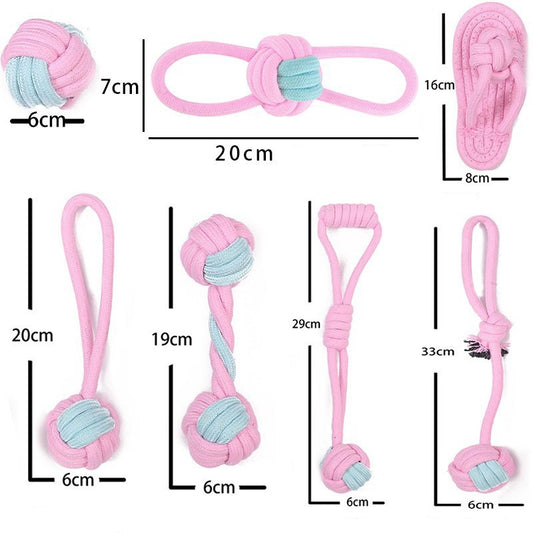 Dog Rope Chewing Toy Set (1 Set 7 Pcs) Tug of War