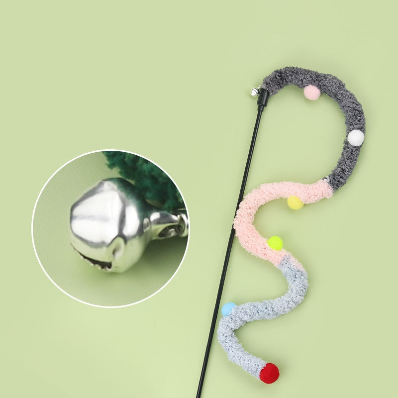 Long Plush Strip Silent Caterpillar Stripe Cat Teaser Wand