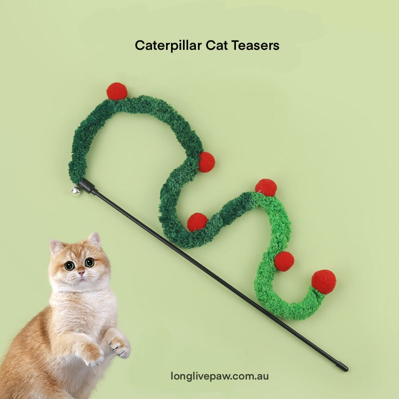Long Plush Strip Silent Caterpillar Stripe Cat Teaser Wand