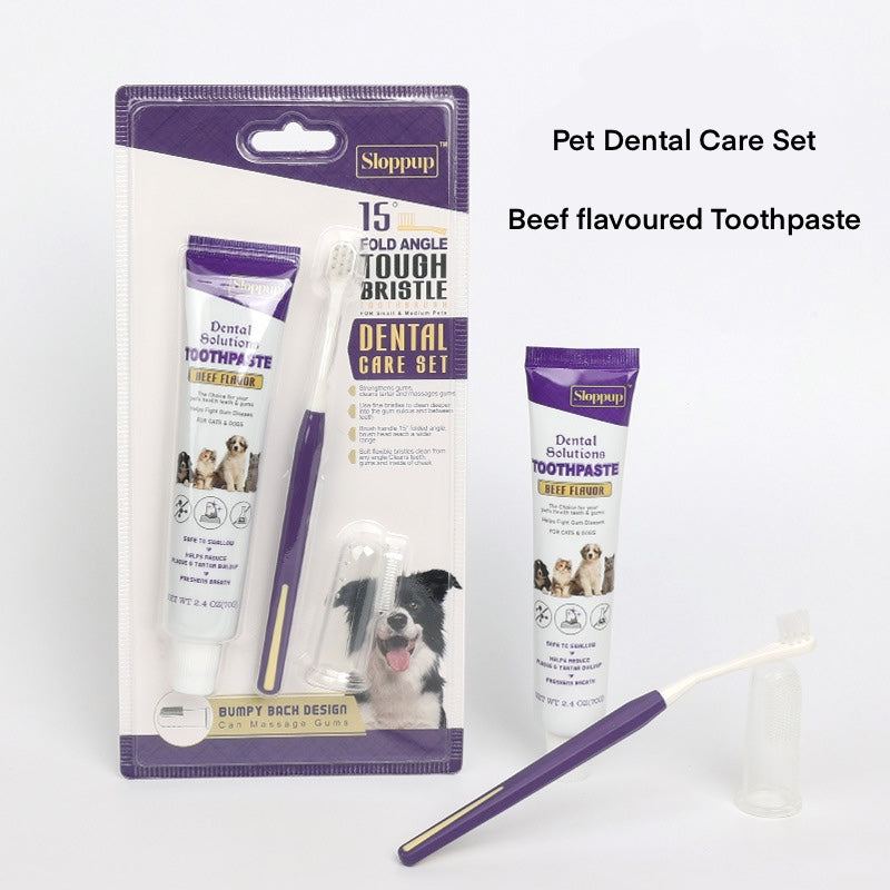 Pet Cat Dog Toothbrush and Toothpaste Kit Set Dental Care Set (3 in 1)