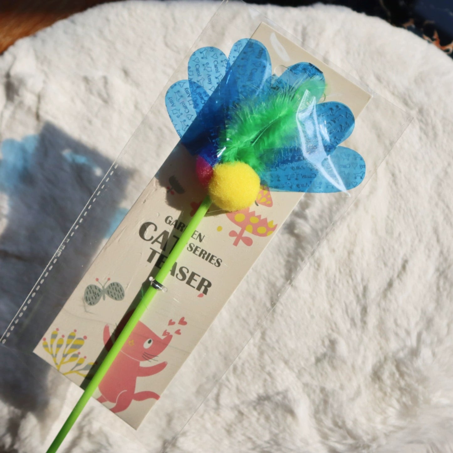 Insect Feather Rattle Glitter Teaser Wand