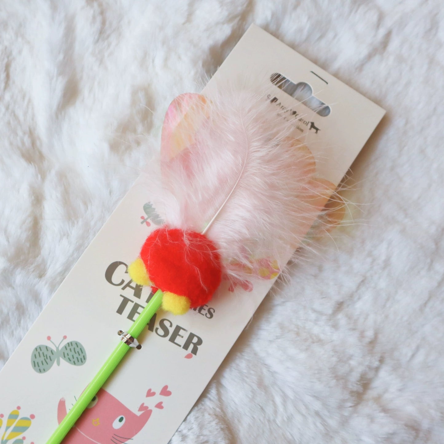Insect Feather Rattle Glitter Teaser Wand