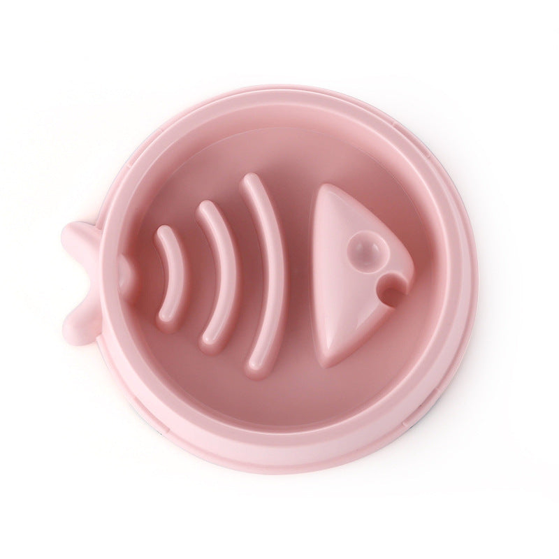 Pet Cat Dog Bowl Slow Feeder Fish Bone Shape Anti-Skid Non-Slip