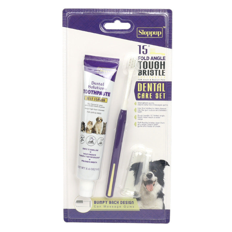 Pet Cat Dog Toothbrush and Toothpaste Kit Set Dental Care Set (3 in 1)