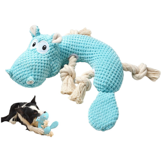 Dog Toy - Plush Cotton Rope Hippo