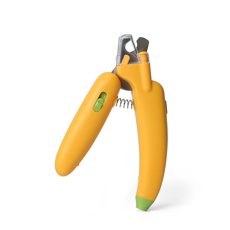 Pet Cat Dog LED Light Banana Nail Clippers and Trimmers - Safety Guard to Avoid Over-Cutting
