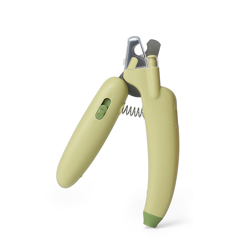 Pet Cat Dog LED Light Banana Nail Clippers and Trimmers - Safety Guard to Avoid Over-Cutting